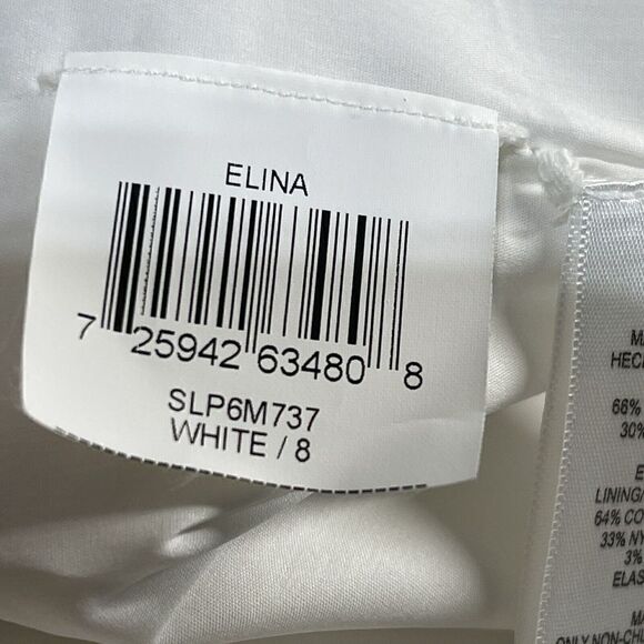 BCBGMAXAZRIA Dress NWOT Women‎ 8 White Collared Sleeveless Sheath Cotton Stretch - Picture 8 of 9